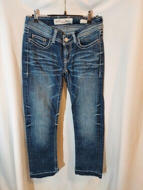 BKE Women's Dark Blue Cropped Jeans with Contrast Stitching